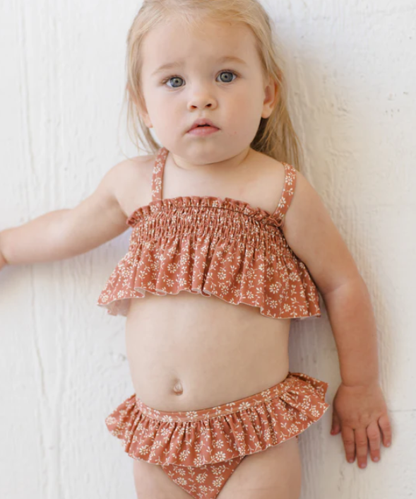 SMOCKED RUFFLE BIKINI POPPY FLORAL