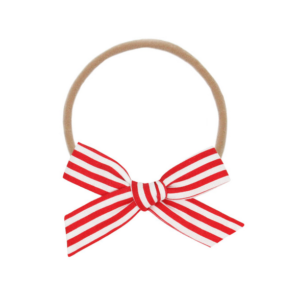Classic Bow - Red Stripe Petite Headband