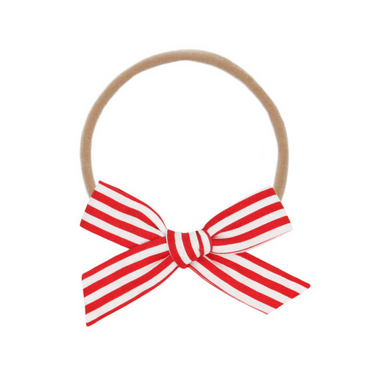 Classic Bow - Red Stripe Petite Headband