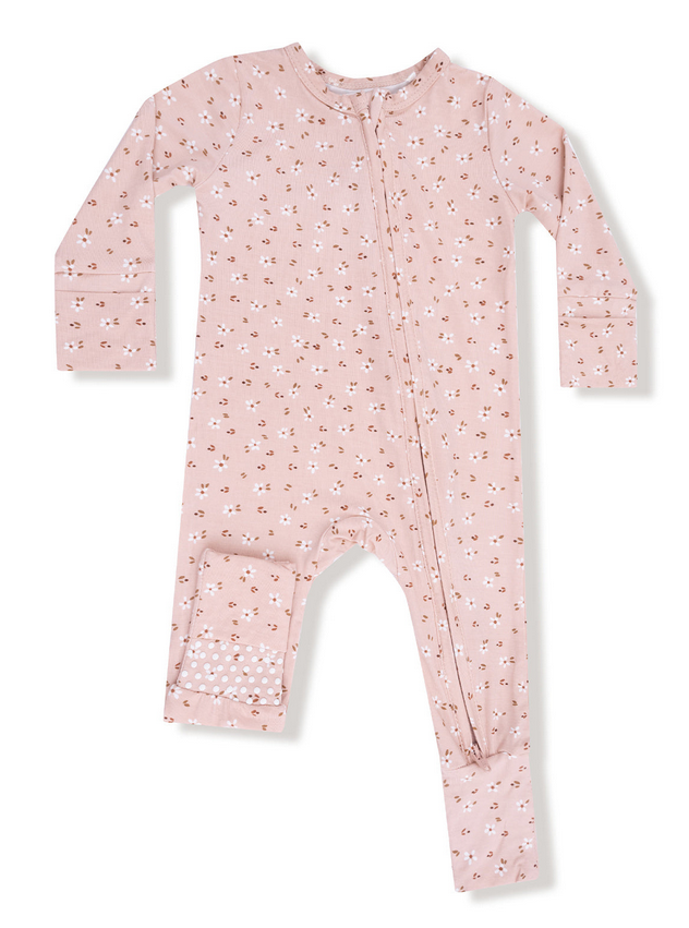 Carrie Floral Pink - Bamboo - 2 Way Zipper Romper