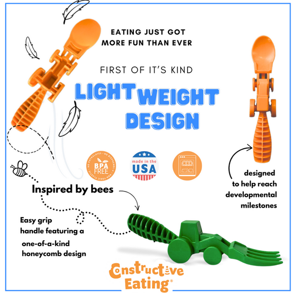 Constructive Eating - Green Tractor Untensils Set