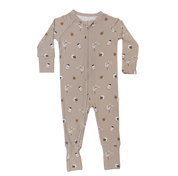 Football Small Ribbed Zip Romper