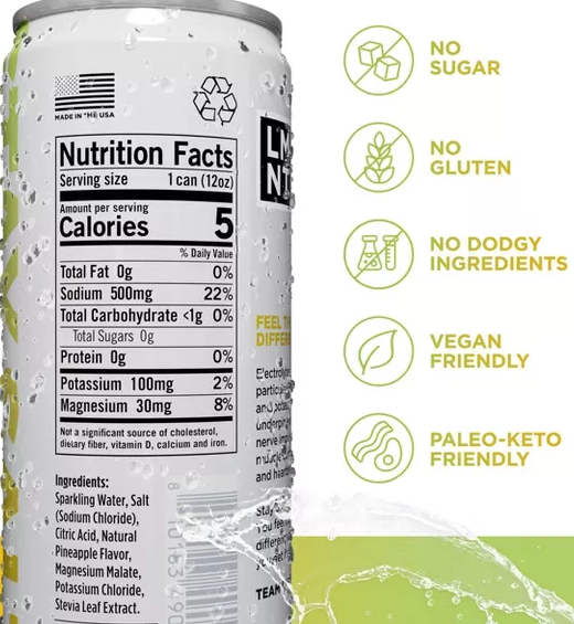 -LMNT 12oz  Sparkling Pineapple Flat