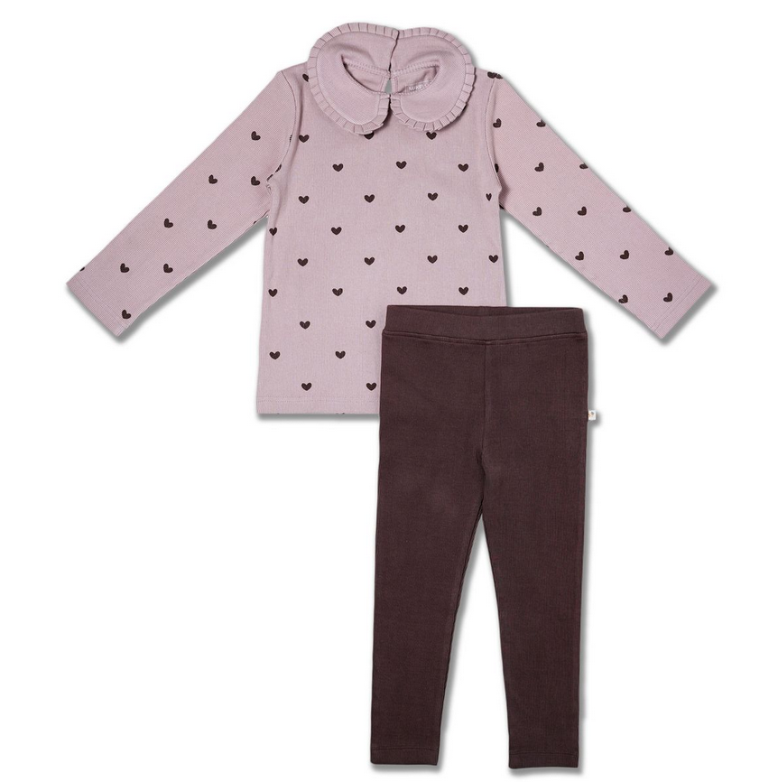 *Organic Ruffle Collar Top & Leggings Set -  Hearts