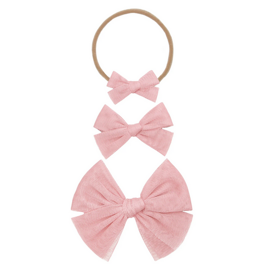 Bubblegum Tulle Bow Nylon- Medium