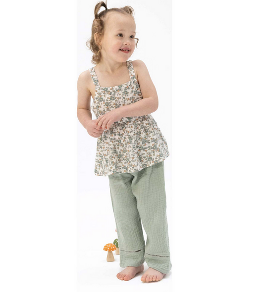 Camille Floral - Peplum Tank with Smocked Waist Pant
