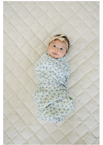 Blue Blossom Muslin Swaddle Blanket