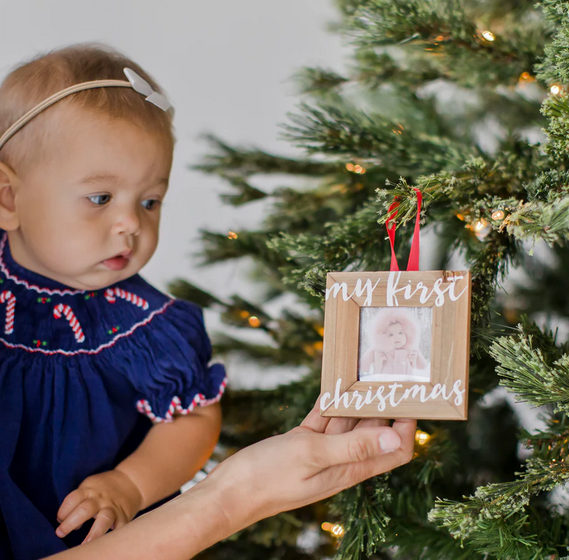 My First Christmas Holiday Wooden Picture Frame Ornament