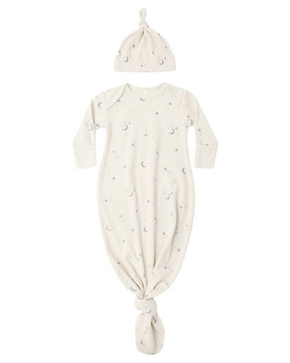 KNOTTED BABY GOWN + HAT SET CELESTIAL OS