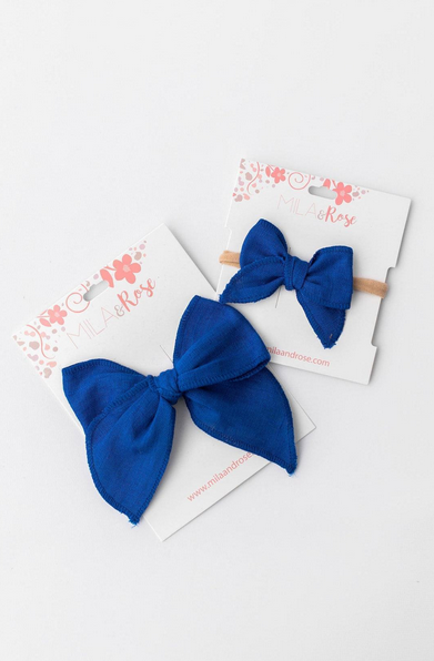 Classic Hair Bow Blue