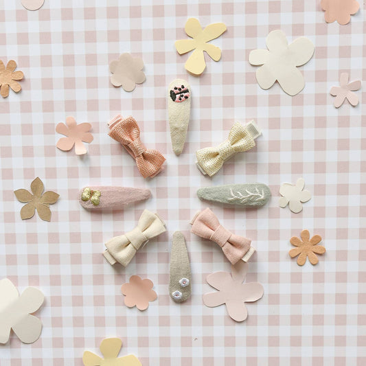 Linen Mini Bow Clips