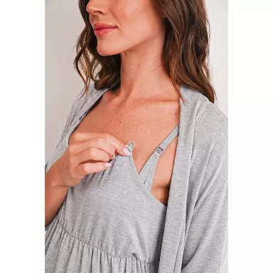 Maternity Nursing Dress & Robe Set-Heather Gray