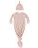 KNOTTED BABY GOWN + HAT SET POSY BLUSH