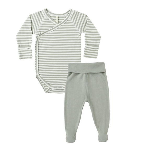 SIDE SNAP BODYSUIT + PANT SET || FERN STRIPE