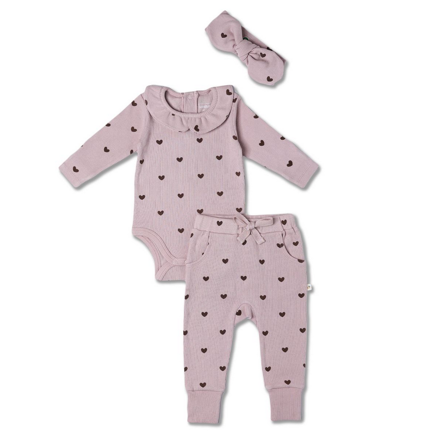 *Organic Ruffle Onesie & Pants Set - Hearts