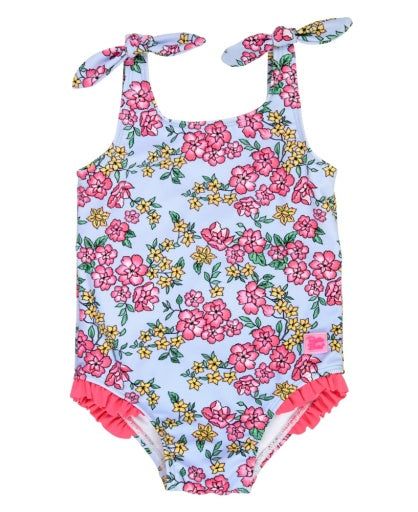 Tie Shoulder One Piece  Cheerful Blossoms
