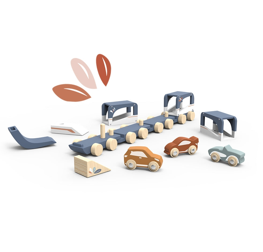 Wooden Train Vehicle Carrier