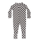 Checkered Lightning Bolt Small Ribbed Zip Romper