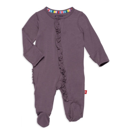 Eggplant Modal Ruffle Magnetic  Footie Pajama