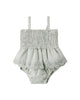 SMOCKED SKIRTED ROMPER SAGE GINGHAM