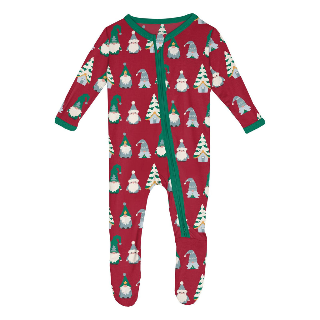 Crimson Gnomes Footie Pajamas