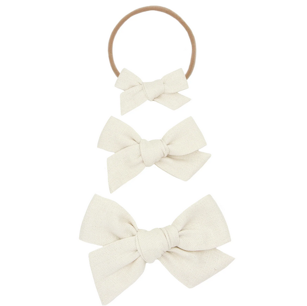Ivory Linen Bow Nylon- Medium