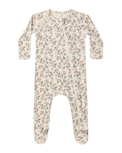 BAMBOO ZIP FOOTIE HOLIDAY FLORAL