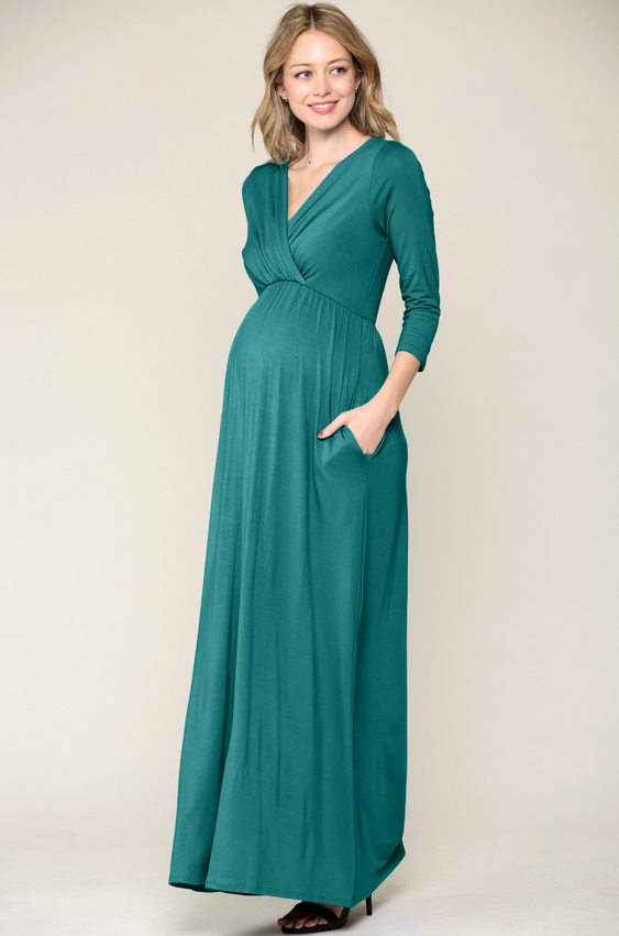 Hunter Green -Maternity Nursing Dress Lizzie