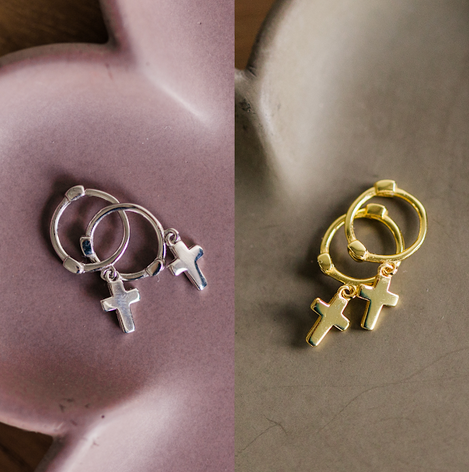 Cross Huggies-Silver