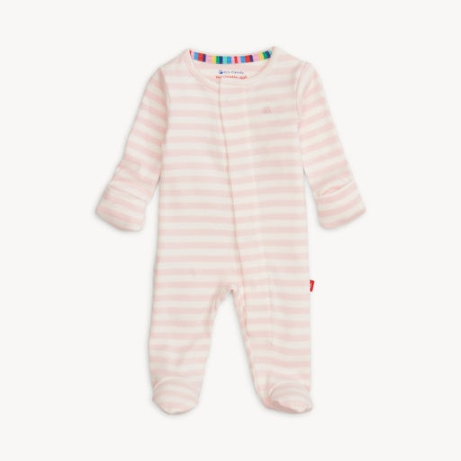 PINK STRIPE ORGANIC COTTON FOOTIE