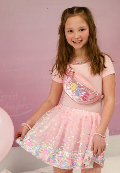 Party Fun Sequins Skirt, Pink/Neon, Size 4-6