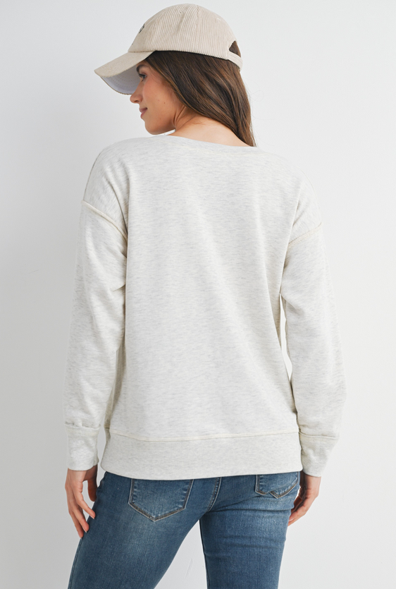 Light Grey LS Maternity Pullover Top