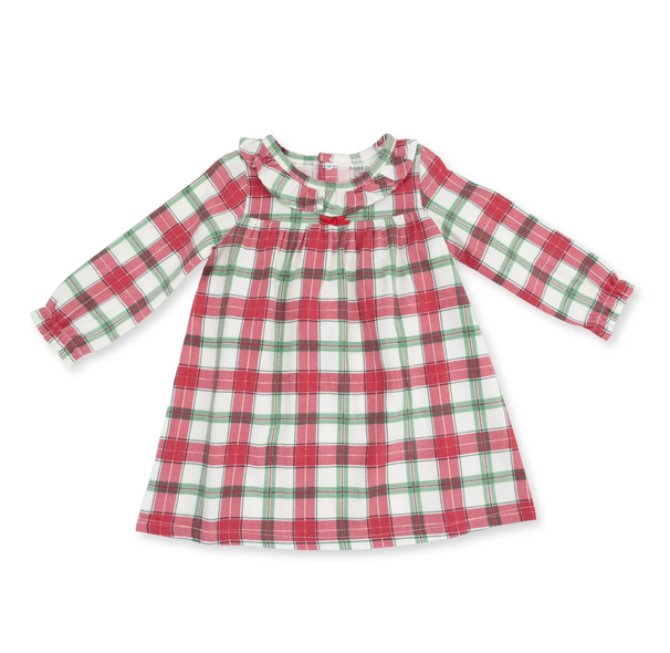 Holiday Plaid - Long Sleeve Gown with Ruffle Collar