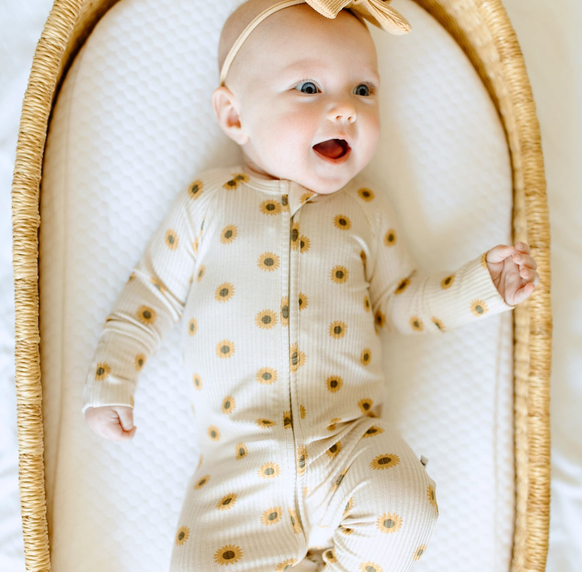 Sunflowers Small Ribbed Zip Romper