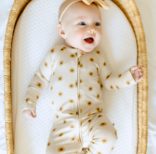 Sunflowers Small Ribbed Zip Romper