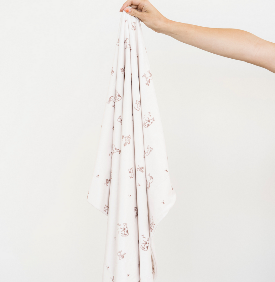 Farm Animals Minky Stretch Receiving Blanket