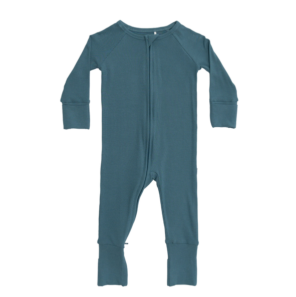 Midnight Teal Small Ribbed Zip Romper