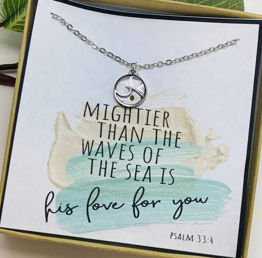 *Psalm 33:4 Mustard Seed / Waves Necklace - Gold