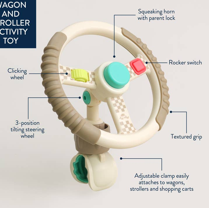 Bitzy Driver Steering Wheel Wagon and Stroller Activity Toy