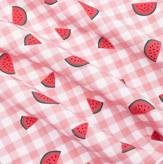 Watermelon Pink Gingham Zip Romper