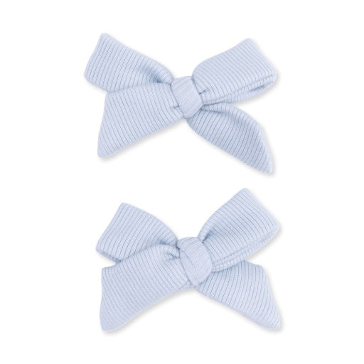 Solid Sheer Blue Rib - 2 Pack Bow Clips