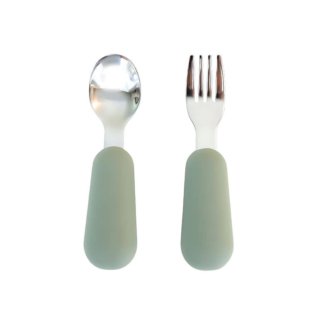 Stainless Steel & Silicone Silverware-Sage