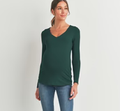 Modal V-Neck Basic Long Sleeve - Materntiy Top - Mauve