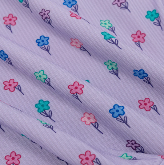Lilac Daisies Small Ribbed Zip Romper