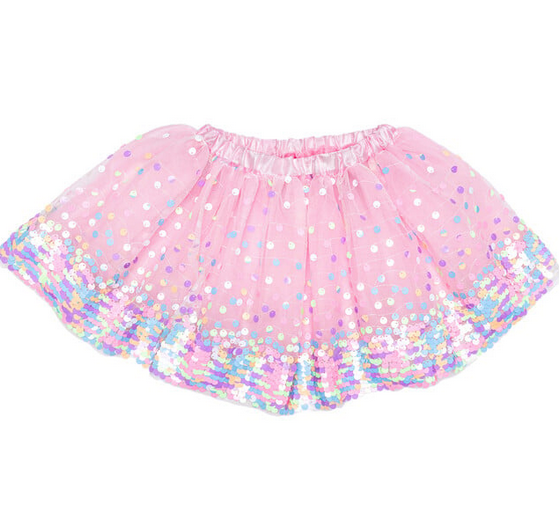 Party Fun Sequins Skirt, Pink/Neon, Size 4-6