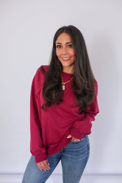 Big Hug Vertical Zip Breastfeeding Crewneck Raspberry