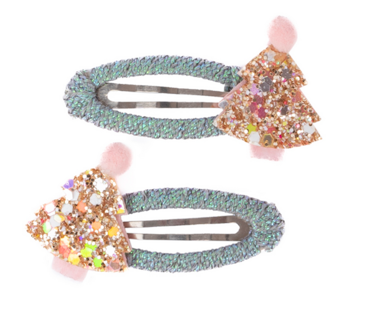 Minty Christmas Holiday Hair Clips 2pc
