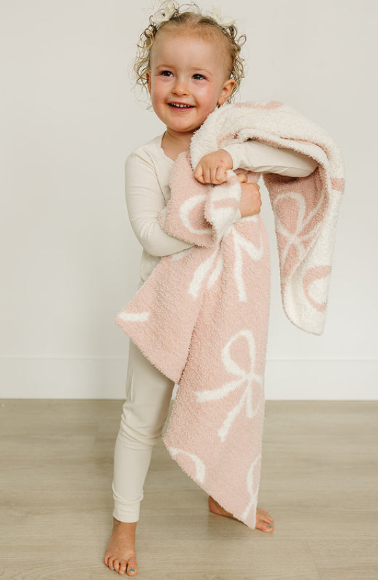 Pink Bow Plush Blanket