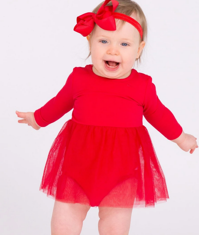 Long Sleeve Tulle Skirted Romper