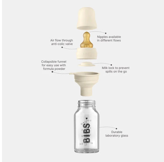 BIBS Baby Glass Bottle Complete Set - 4oz -  Sage